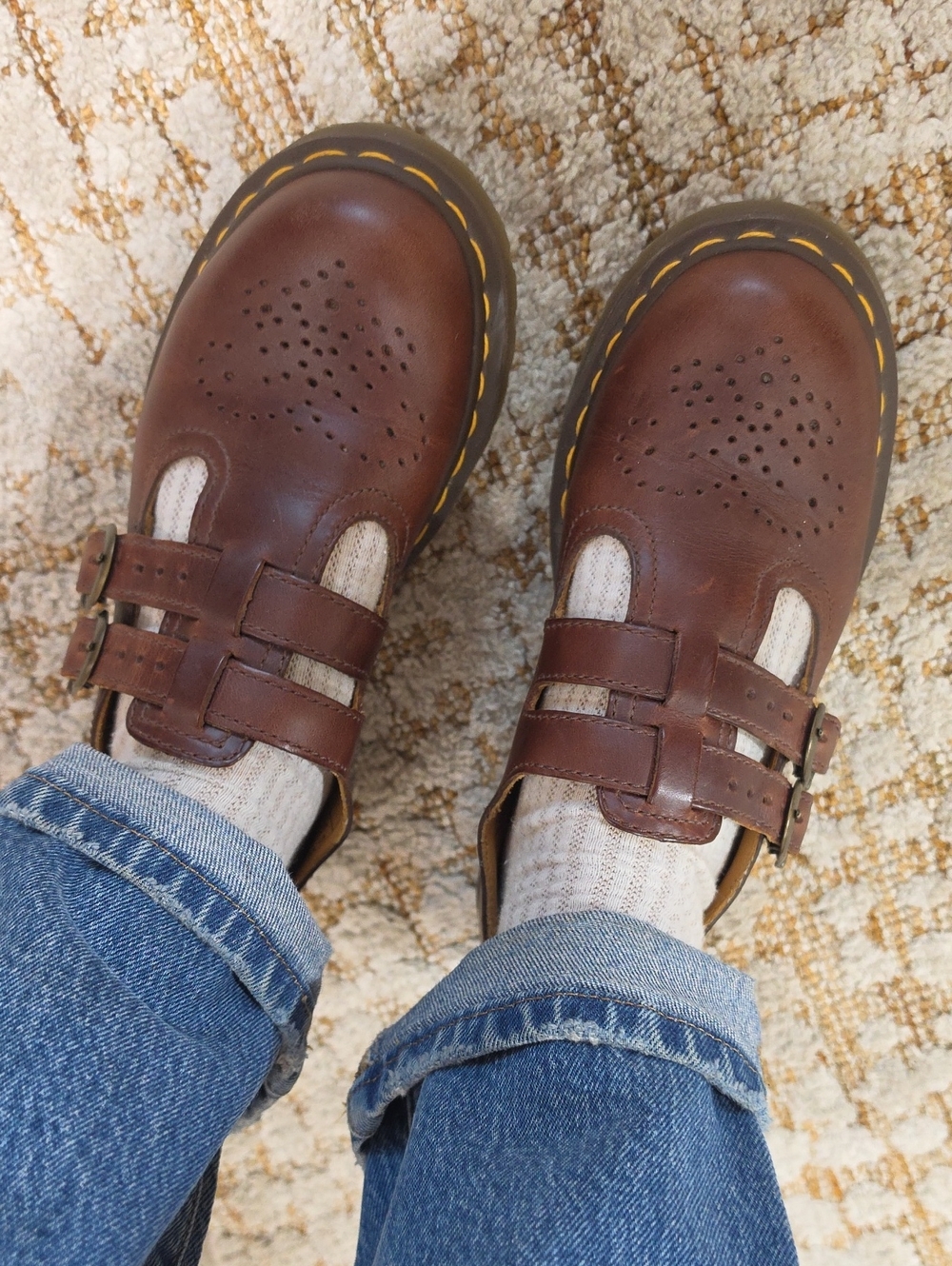 Dr. Martens Brown Double-Strap Mary Jane Loafers